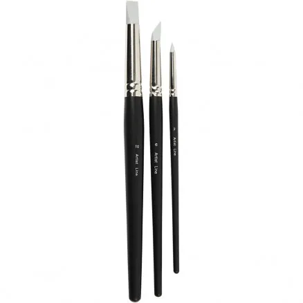 Artist Line Pensel, Str. 2+6+10 mm, Gummipensel, 3 st.